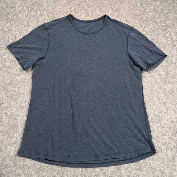 Lululemon Heathered Navy 5 Year Basic Short Sleeve Crew Neck Tee Men's Size M ? - Picture 1 of 5